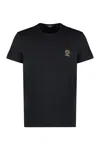 Versace White Crewneck T-shirt With Medusa Print On The Front In Cotton Stretch Man In Black