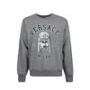 Versace Mask Print Cotton Crewneck Sweatshirt In Gray