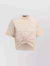 Versace Cotton Cropped T-shirt Front Drape In Pink