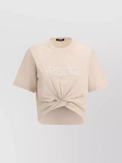 Versace Cotton Cropped T-shirt Front Drape