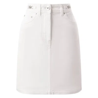 Versace Cotton Denim A-line Skirt In White
