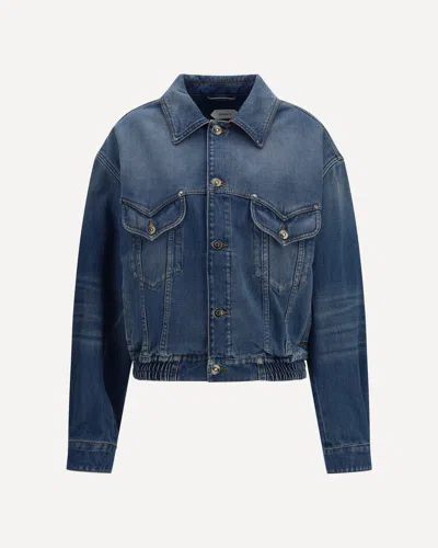 Versace Cotton Denim Blouson In Blue