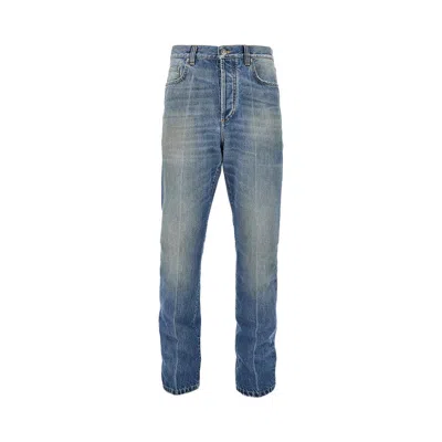 Versace Cotton Denim Jeans With Medusa Detail In Blue
