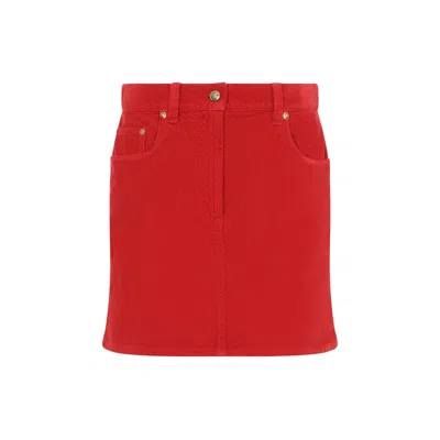 Versace Corduroy Velvet Mini Skirt In Red
