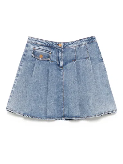 Versace Kids' Cotton Denim Skirt In Blue
