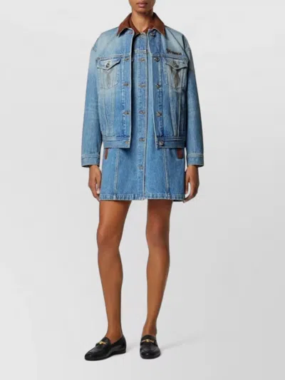 Versace Cotton Dress Contrast Collar Sleeveless Design In Blue