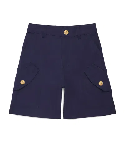 Versace Kids' Cotton Flap-pocket Shorts In Navy