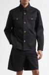 Versace Camicia In Gabardine Nero Uomo In Black