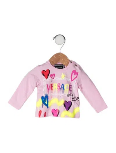 Pre-owned Versace Babies' Cotton Graphic Print Long Sleeve T Shirt In Pink
