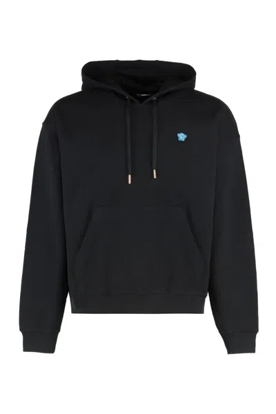 Versace Cotton Hoodie In Black