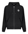 Versace Cotton Full Zip Hoodie In Black
