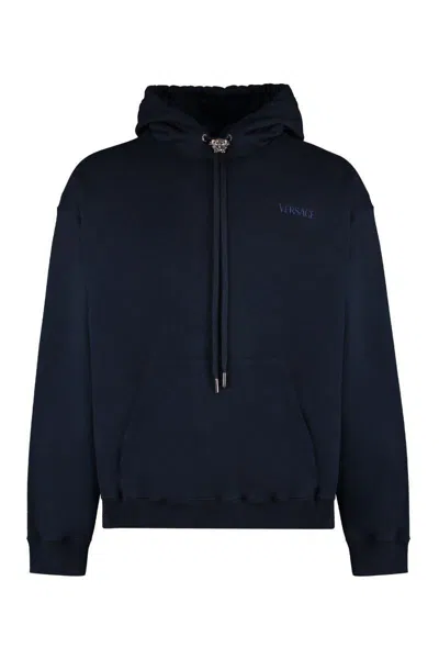 Versace Cotton Hoodie In Black