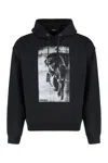 Versace Statue-print Cotton Hoodie In Black