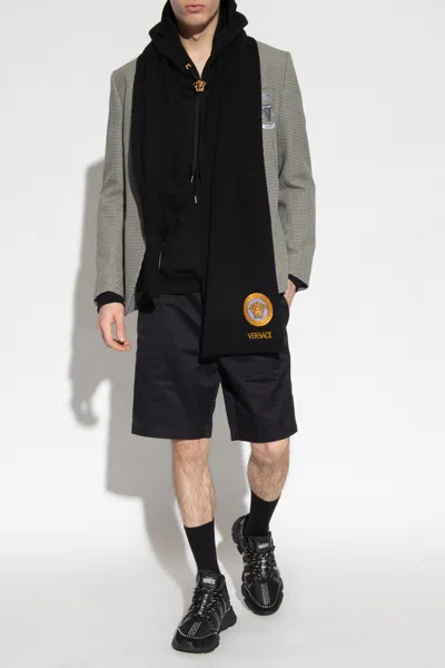 Versace Cotton Hoodie In Black