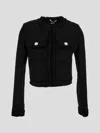 Versace Informal Fringe Tweed Jacket In Black