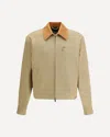 Versace Beige Jacket With Leather Collar And Metallic Medusa Head Detail In Cotton Canvas Man In Neutral