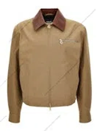 Versace Cotton Jacket With Contrast Collar In Brown