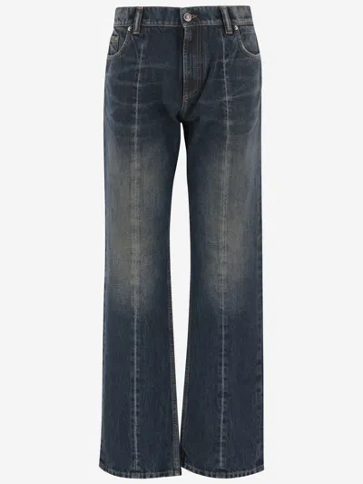 Versace Cotton Jeans In Blue
