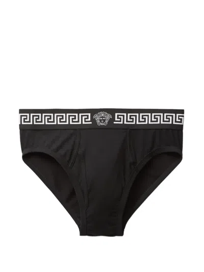 Versace Cotton-jersey Briefs In Black