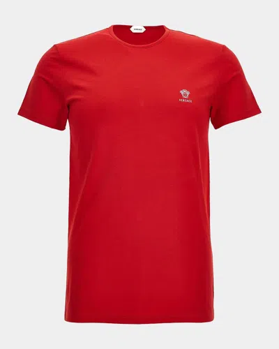 Versace Cotton Jersey Crewneck T-shirt In Red