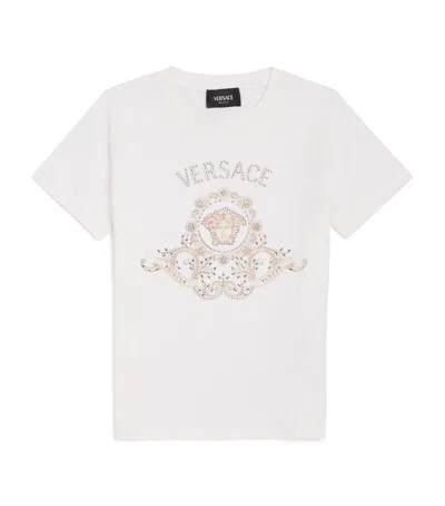 VERSACE VERSACE KIDS COTTON JERSEY EMBELLISHED LOGO T-SHIRT
