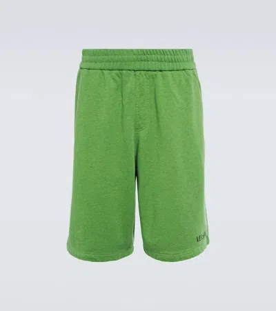 Versace Shorts Aus Baumwoll-jersey In Jasmine Green