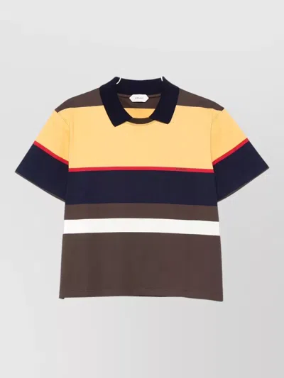 Versace Cotton Jersey T Shirt Striped Polo Collar In Multi