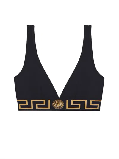 Versace Cotton Jersey Triangle Bralette In Animal Print