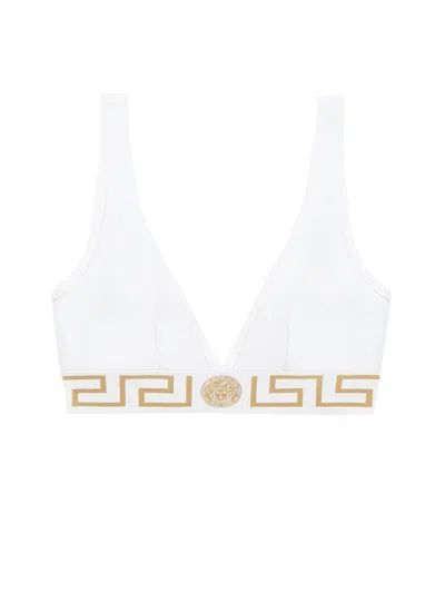 Versace Cotton Jersey Triangle Bralette In White