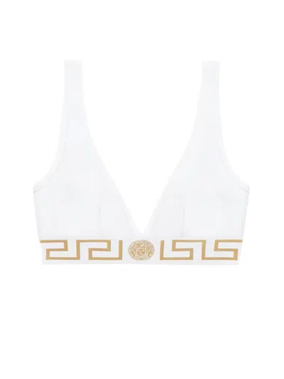 Versace Cotton Jersey Triangle Bralette In White
