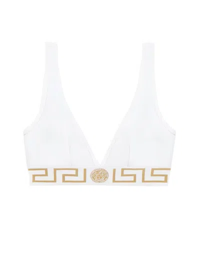Versace Cotton Jersey Triangle Bralette In White