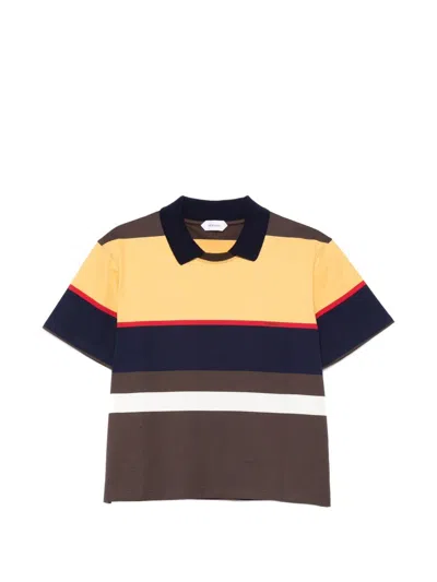 Versace Embroidered Logo Short-sleeve Crewneck Top With Pointed Collar In Multi