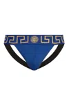 Versace Greca Border Jockstrap In Blue