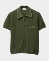 Versace Knit Shirt Chest Pocket Contrast Stitching In Green
