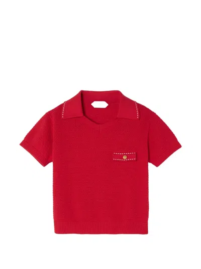Versace Kids' Cotton Knit Polo In Red