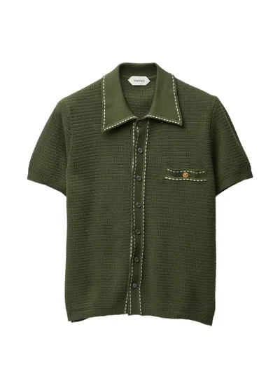 Versace Cotton Knit Shirts In Green