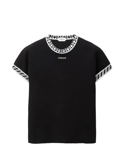 Versace Cotton Knit T-shirt In Black