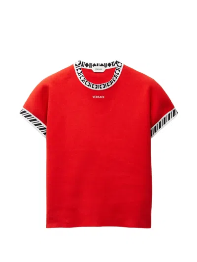 Versace Cotton Knit T-shirt In Red