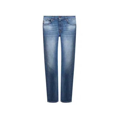 Versace Cotton Logo Denim Jeans Men In Blue