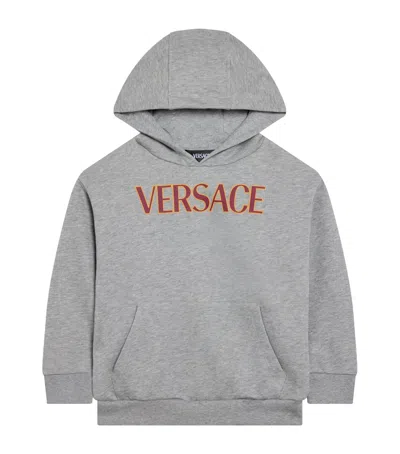 Versace Kids' Cotton Logo Hoodie In Gray