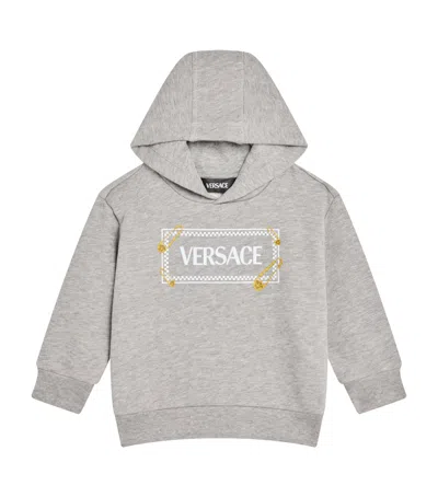 Versace Kids' Cotton Logo Hoodie In Gray