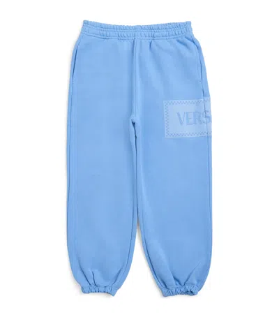 Versace Kids' Cotton Logo Sweatpants In Blue
