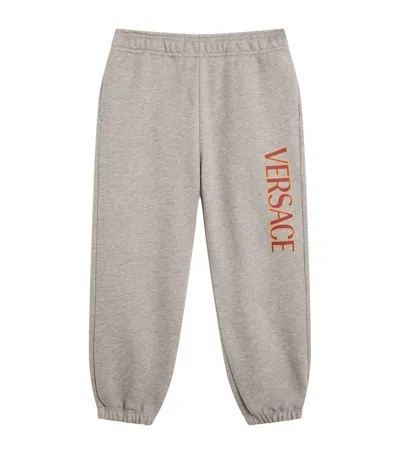Versace Kids' Cotton Logo Sweatpants In Gray