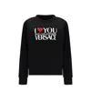 Versace Black Cotton Logo Sweatshirt In Black