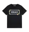 Versace Black T-shirt With 90 Vintage Logo And Pins For Kids In Black