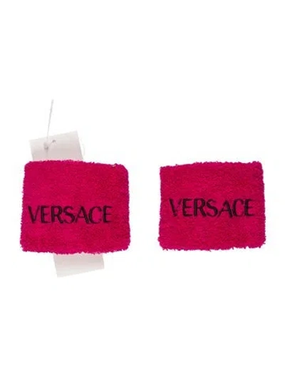 Pre-owned Versace Cotton Logo Wristband In Pink
