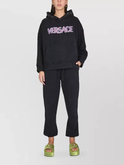 Versace Cotton Logo-print Track Pants In Black