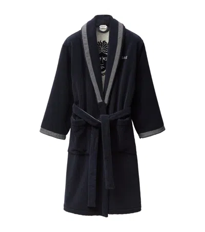 Versace Terry Cotton Medusa Robe In Blue