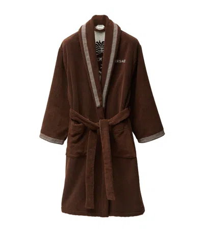 Versace Terry Cotton Medusa Robe In Brown