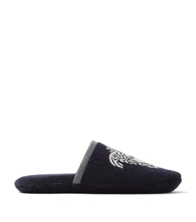 Versace Cotton Medusa Slippers In Blue